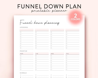 1-2-3 Funnel Down Planning System Printable, ADHD Planner, Executive Dysfunction, Weekly Planner, Funnel Down Planner System