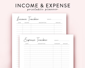 Income & Expense Tracker printable, Income tracker printable, Monthly Budget Planner, Income log printable Expense Log, spending tracker
