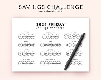 2024 Friday Savings Challenge Printable Landscape, Save 800 challenge Landscape Friday Savings Challenge A5 2024 Savings Friday Challenge