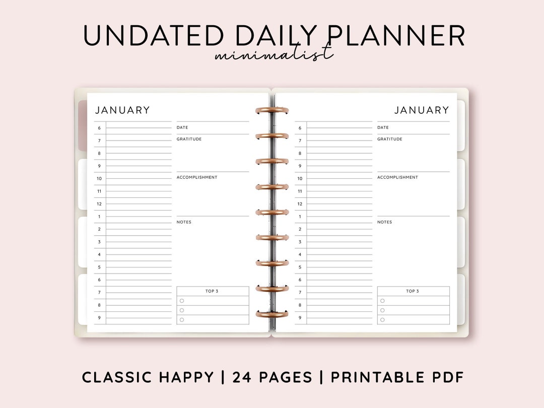 Happyplanner Undated Daily Planner Printable Inserts Classic HP Insert ...