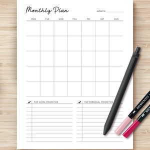 Monthly Weekly Printable Work From Home Planner Personal Daily Planner, Productivity Planner, Daily Hourly Planner, Work Daily Planner