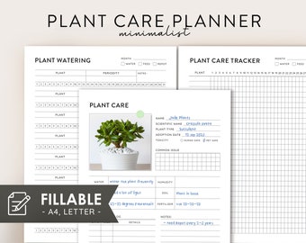 Garden log template EDITABLE Plant Care Tracker for Houseplant Lover, Houseplant Planner Digital Garden Planner with Plant log