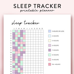 Sleep Tracker Printable, Monthly Sleep Tracker Planner Printable PDF, Sleep log Template, Sleep Tracker Digital Habit Tracker, Rate my Day