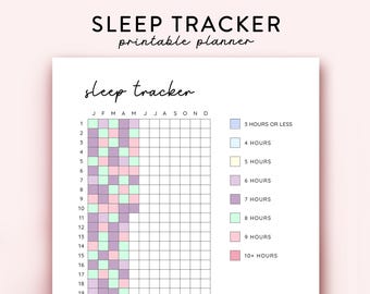 Sleep Tracker Printable, Monthly Sleep Tracker Planner Printable PDF, Sleep log Template, Sleep Tracker Digital Habit Tracker, Rate my Day