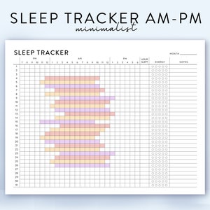 Sleep Tracker, planificateur mensuel de suivi du sommeil, PDF imprimable, journal du sommeil, AM PM, Sleep Tracker, planificateur de paysage numérique, suivi des habitudes