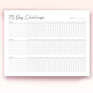 75 Day Challenge Printable, Daily 75 Day Challenge journal, 75 Soft Challenge Tracker, Health and Fitness Goals, Habit Tracker, Diet Tracker