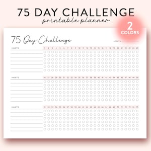 75 Day Challenge druckbare Landschaft, tägliche 75 Tage Challenge Journal, 75 Soft Challenge Tracker, Gesundheits- und Fitnessziele, Habit Tracker