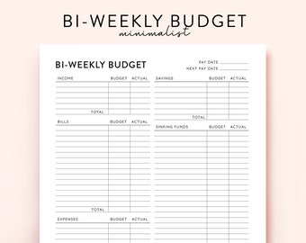 Bi-weekly Paycheck Budget Planner, Biweekly Budget Planner Printable Bi weekly Budget Planner Paycheck Budget sheet Budget paycheck planner