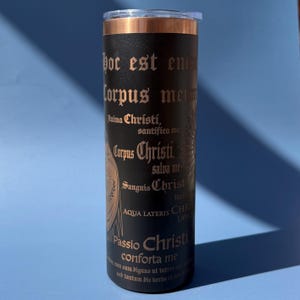 Catholic 20 oz Tumbler Cup Insulated Stainless Steel Sacred Heart Monstrance Design Religious Priest Gift Fathers Day image 3