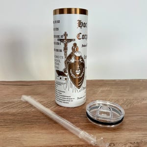 Priest Gift Catholic Tumbler Fathers Day Present Valentines Gift Religious Drinkware Sacred Heart Design Monstrance Artwork Stainless Steel Construction Double Wall Insulation Sweat Proof Technology Travel Mug Faith Inspired Cup