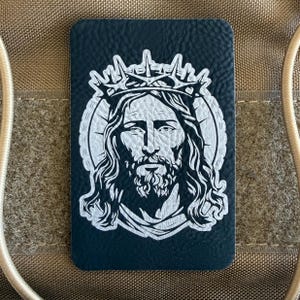 Christ the King Catholic Tactical Patch for Backpack Hook Loop Backing Crown of Thorns Gear Christian Fathers Day Gift Ideas EDC Accessory