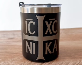 Orthodox Christian Tumbler Fathers Day Gift Idea Religious Insulated Stainless Steel Travel Mug Faith Based Coffee Container Church Cross