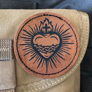 Parche del Sagrado Corazón para planchar, regalo religioso, Inmaculado Corazón de María, Casto Corazón de José, devocional católico, parche de cuero sintético para coser