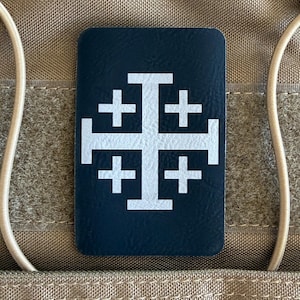 Jerusalem Cross Patch Christian Backpack Iron On Accessory Tactical Gear Military Gift Ideas for Men Crusader Cross Catholic EDC