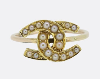 Victorian Seed Pearl Horseshoe Ring