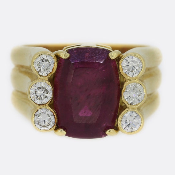 Pink Tourmaline and Diamond 18ct Yellow Gold Ring