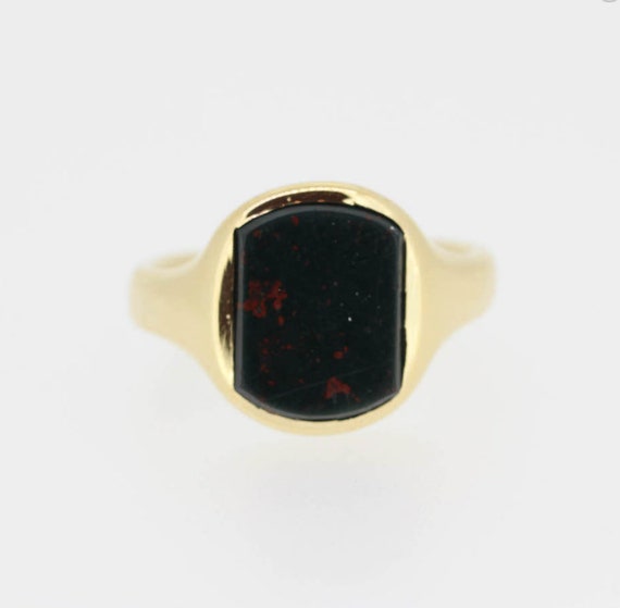 Vintage Bloodstone Signet Ring 18ct Yellow Gold
