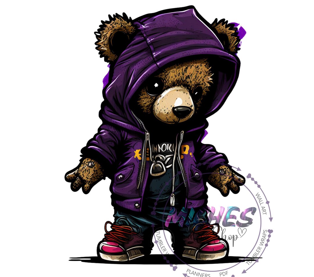 Hoodie Teddy Bear Clipart: Colorful PNG Image (digital Download) - Etsy