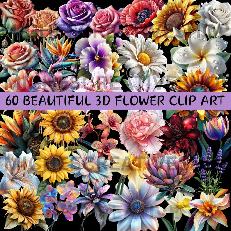 FLOWER 3D 60 Clip Art Daffodil Birds Of Paradise Daisy Carnation Pansy flower-3d-60-clip-art-daffodil-birds-of-paradise-daisy-carnation-pansy