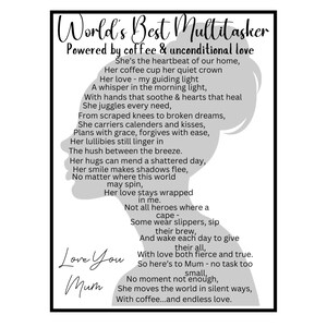 MOVER'S POEM druckbares weltbestes Multitasker-Gedicht - Muttertagsgeschenk-Kaffee-Mama-Wandkunst Digitaler Download für Mama druckbare Wandkunst