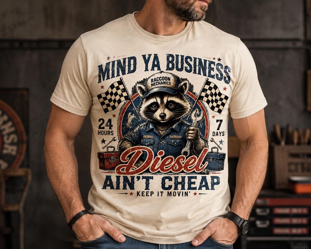 Mechanic Raccoon Sticker Funny Diesel Mechanic PNG, Raccoon Mechanic Shirt Design for Dad ...