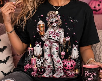 Snow Leopard Halloween PNG, Boujee Spooky Girl Clipart, Pink Witch Sublimation, Cute Ghost Fall Graphic, Kawaii Autumn Digital Download