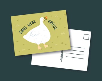 Postkarte - Gans liebe Grüße