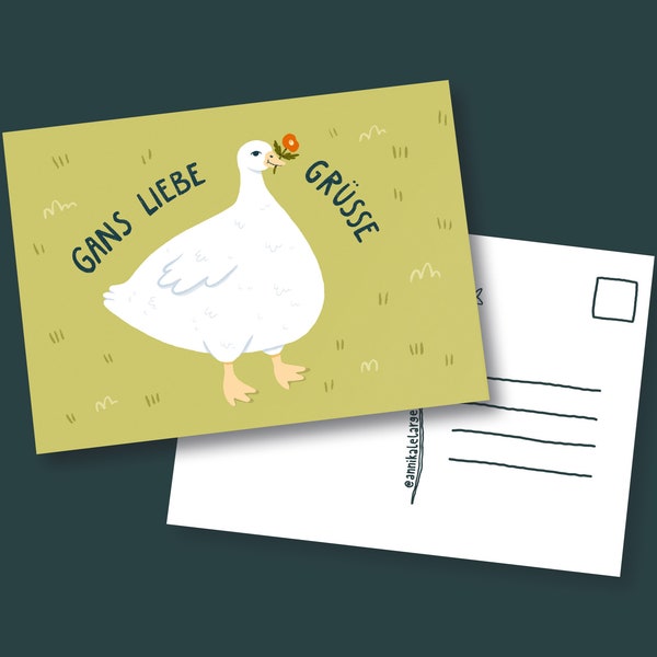 Postkarte - Gans liebe Grüße