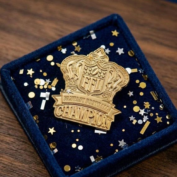 Fantasy Football Champion Enamel Pin – Gold Crown Award Accessory