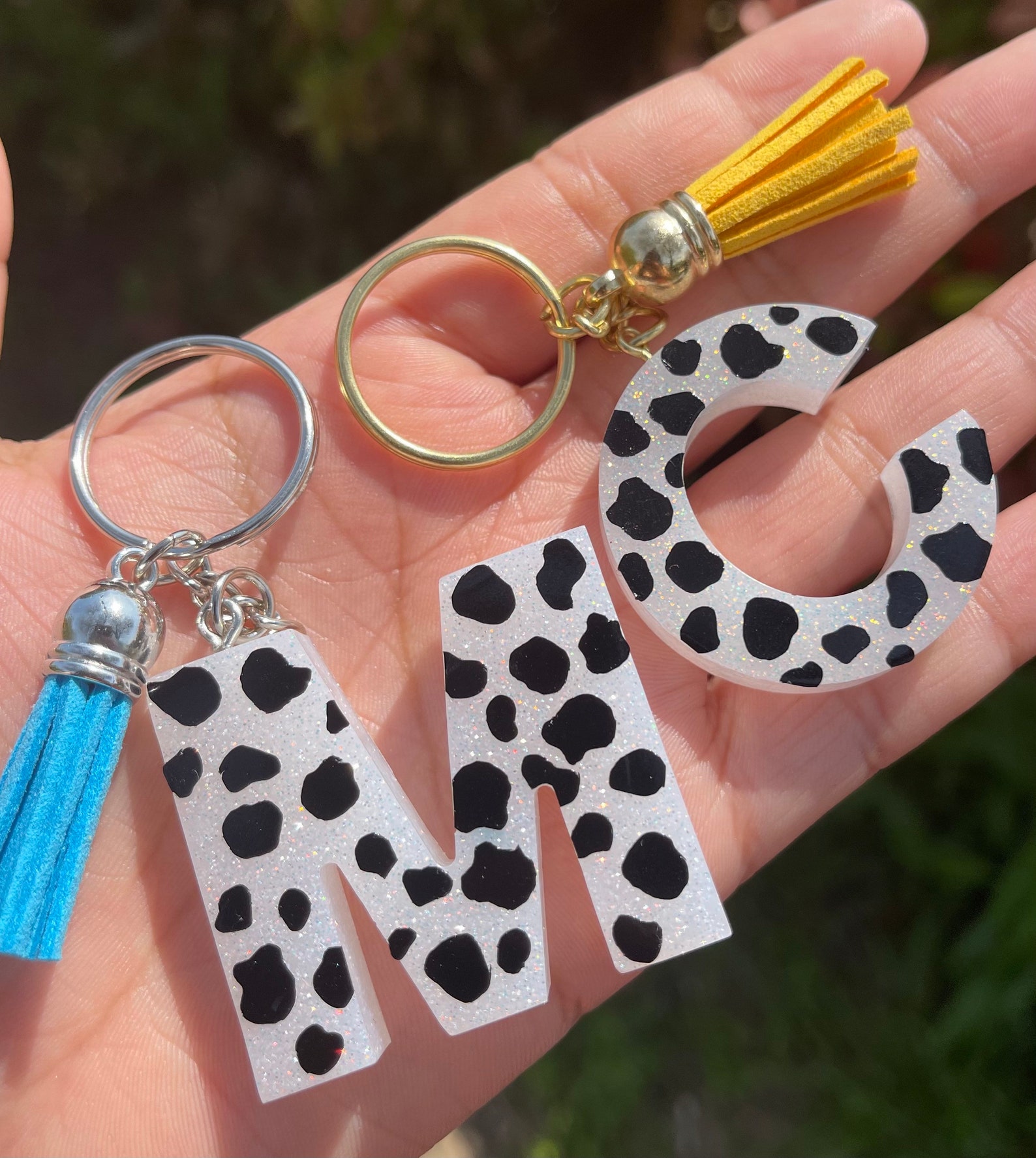 Cow Print Keychain BESTSELLER Personalized Gift Resin Etsy