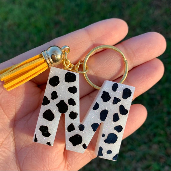 Cow Print Keychain BESTSELLER Personalized Gift Resin Etsy