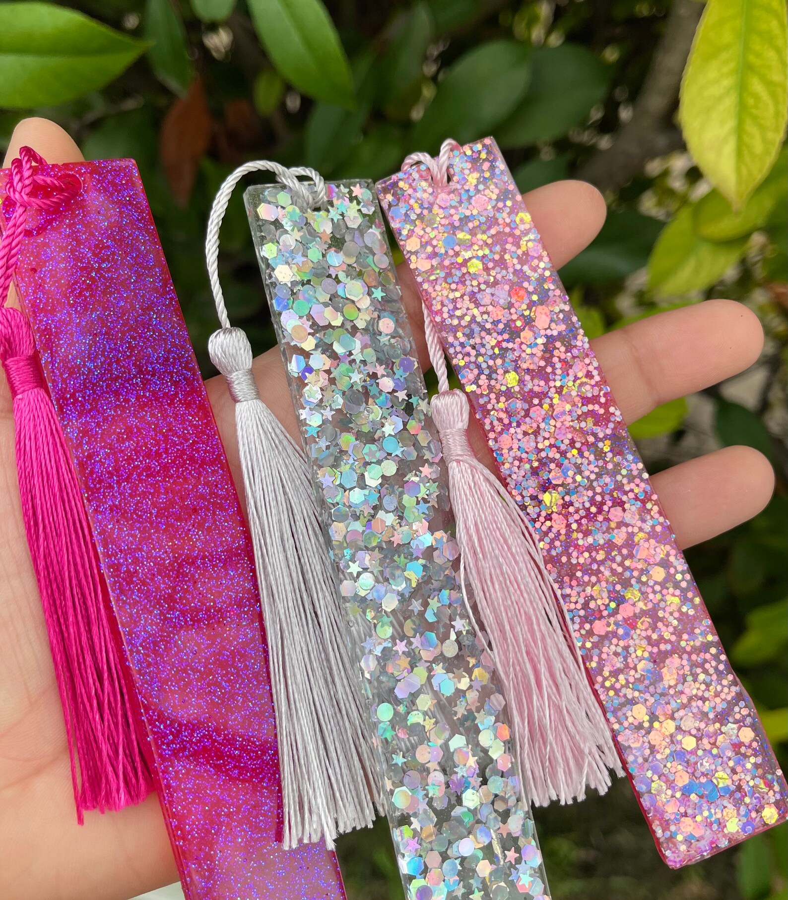 Custom Glitter Bookmarks Resin Bookmarks Etsy