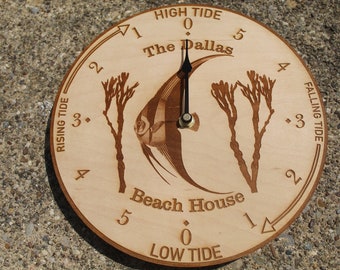 Personalized Engraved Angel Fish Tide Clock