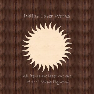 Wooden Sun Cutout-Laser Cutout Sun 30 Rays