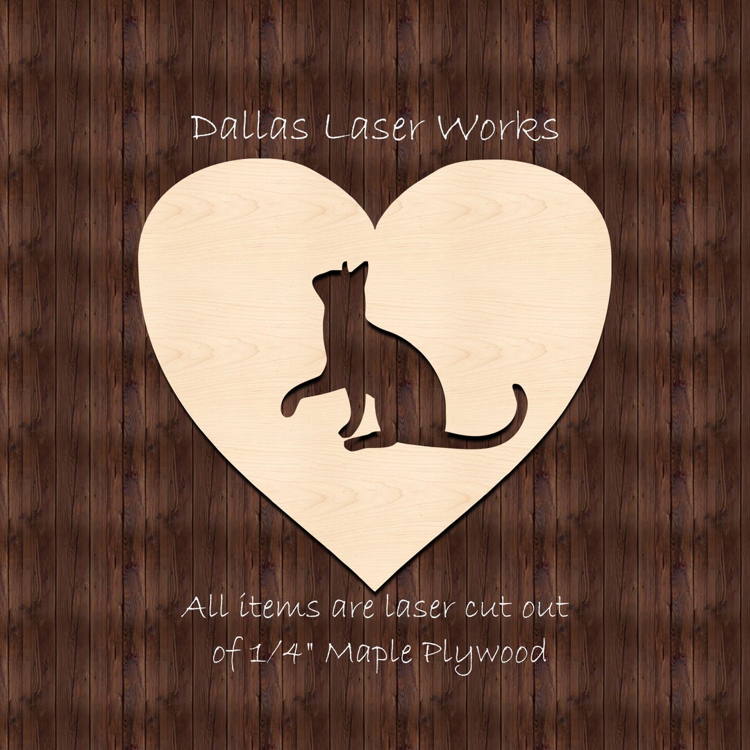 Cat Heart Shape-laser Cut Wooden Cat Heart Shape - Etsy