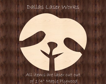 Sloth Face Shape-Laser Cut Wooden Sloth Cutout