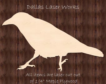 Crow Cutout- Unfinished Wooden Crow