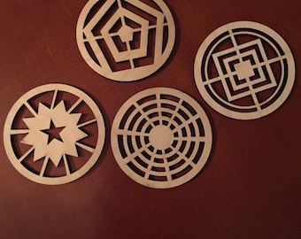 Laser Wood Coasters,Geometric Coasters,Drinking Coaster