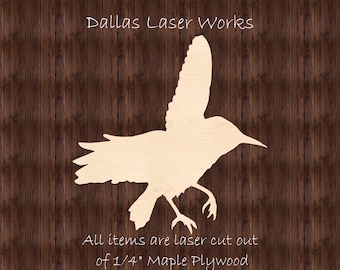 Unfinished Bird Shape-Wooden Cactus Wren Bird