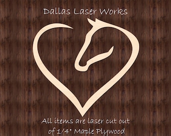 Wooden Horse Heart Sign-Horse Heart Cutout-Horse Shape