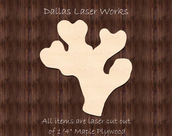 Unfinished Wood Coral Cutout – Beach-Themed Craft Shape