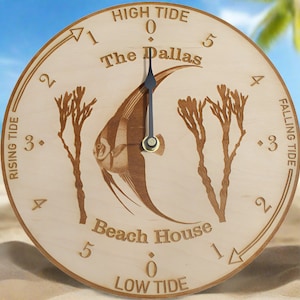 Personalized Engraved Angel Fish Tide Clock