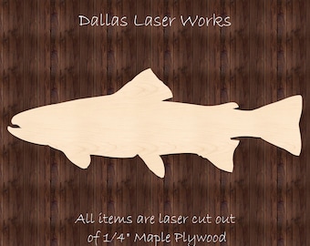 Trout Fish Shape-Wooden Trout Cutout-Laser Cut Trout
