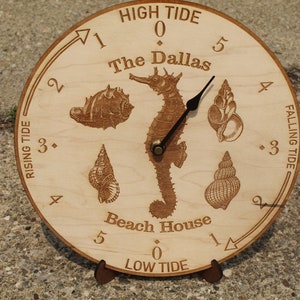 Personalized Engraved Seahorse Tide Clock