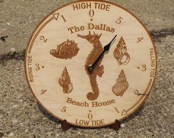 Personalized Engraved Seahorse Tide Clock