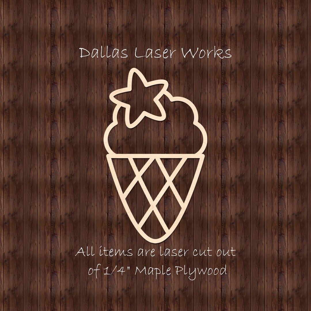 Ice Cream Cone Shapelaser Cut Ice Cream Cone Cutout Etsy