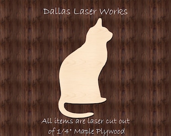 Wooden Cat Cutout- Unfinished Cat Blank