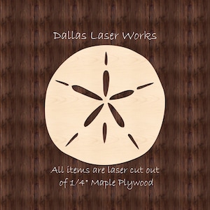 May include: A laser cut wooden sand dollar, 1/4 inch thick, made from maple plywood. The sand dollar is a popular beach decor item.