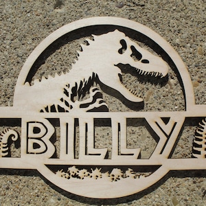 Personalized Painted Jurassic Park Name Sign- Wooden Dinosaur Room Sign