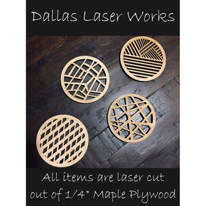 Wooden Coasters, Geometric Coasters, Set of 4 Coasters, Laser Cut Coasters, Drinking Coaster